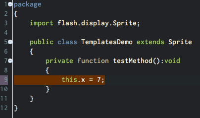 A line of code selected in the editor.