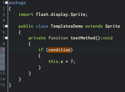 The template is entered in the editor.