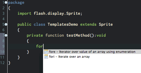 Templates are listed by themselves if you hit Ctrl+space again.